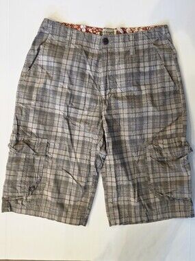 American Rag Men's Plaid Cargo Shorts - Gray & Tan